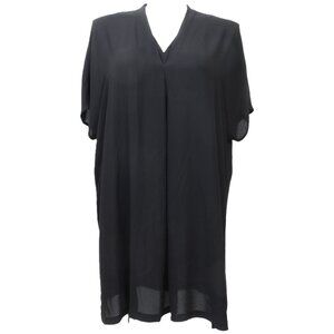 Chico's Black Shift Dress Long Tunic Beach Swim Coverup Women XL (3) V-Neck